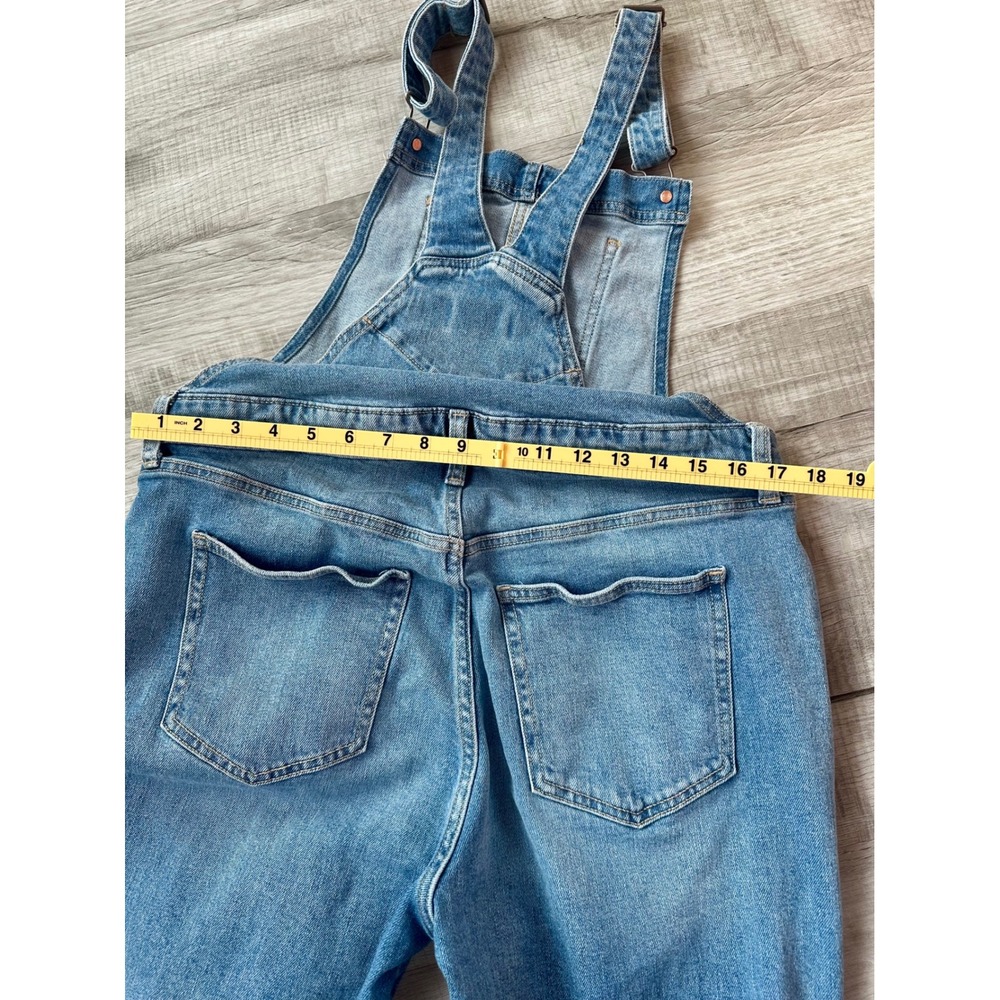 Old Navy Womens Distressed Denim Overalls Medium Wash Straight Leg Size 14 - Picture 8 of 8